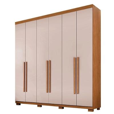 Guarda Roupa Guarda Roupa Moscou 6 Portas de Bater 4 Gavetas Cinamomo-off White MDP