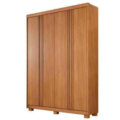 Guarda Roupa Casal Lisboa Ripado 4 Portas 3 Gavetas Cinamomo MDF Benetil Móveis