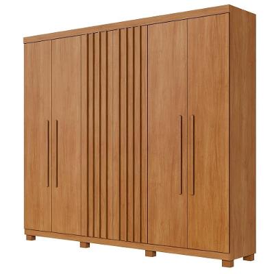 Guarda Roupa Millano Ripado 6 Portas 3 Gavetas Cinamomo MDP
