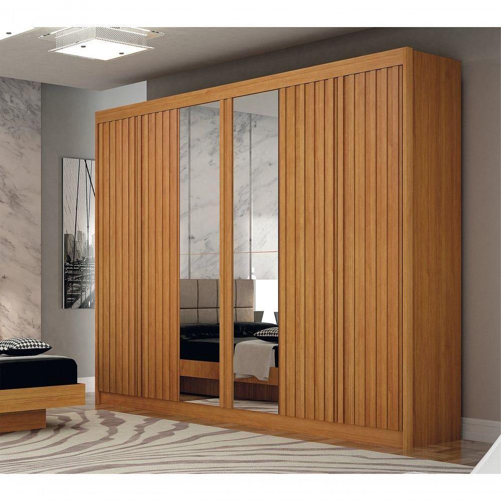 Guarda Roupa New Braga 06 Portas Ripado C/ Kit 4 Espelho Cinamomo - 1