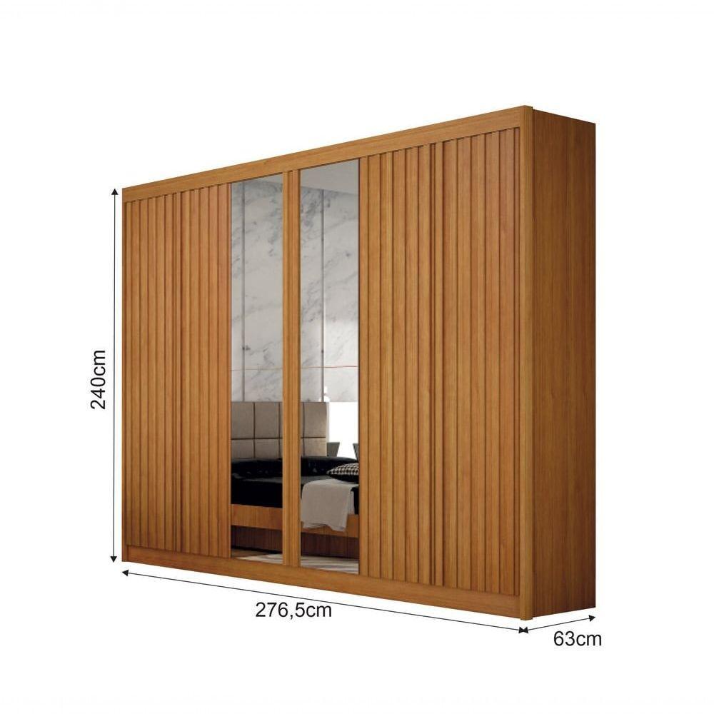 Guarda Roupa New Braga 06 Portas Ripado C/ Kit 4 Espelho Cinamomo - 2