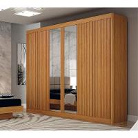 Guarda Roupa New Braga 06 Portas Ripado C/ Kit 4 Espelho Cinamomo - 1
