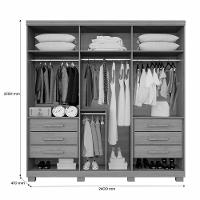 Guarda Roupa Moscou 6 Portas Benetil Branco - 2