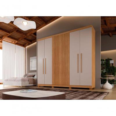 Guarda Roupa Casal Millano Ripado 6 Portas 3 Gavetas Cinamomo-off White MDP