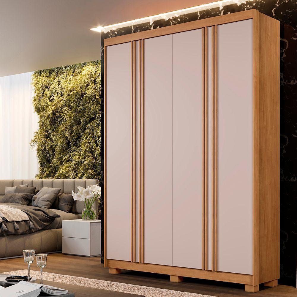 Guarda Roupa Lisboa Ripado 4 Portas Benetil Cinamomo/off White - 4