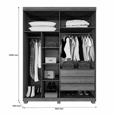 Guarda Roupa Filadélfia 4 Portas 3 Gavetas Cinamomo-off White MDP