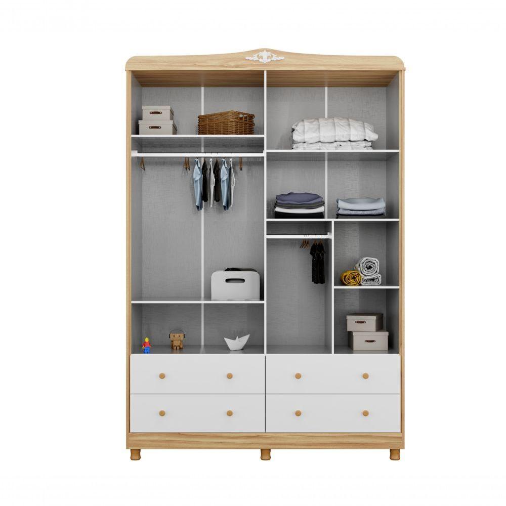 Guarda Roupa Infantil Elô 4 Portas - Moveis Peroba Amendoa/off White - 2