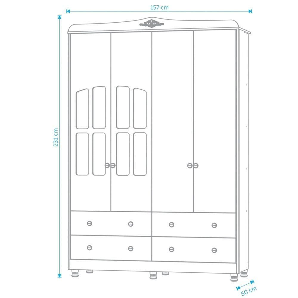 Guarda Roupa Infantil Elô 4 Portas - Moveis Peroba Amendoa/off White - 3