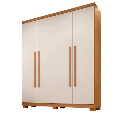 Guarda Roupa Casal Filadélfia 4 Portas de Bater 3 Gavetas Cinamomo-off White MDP Benetil