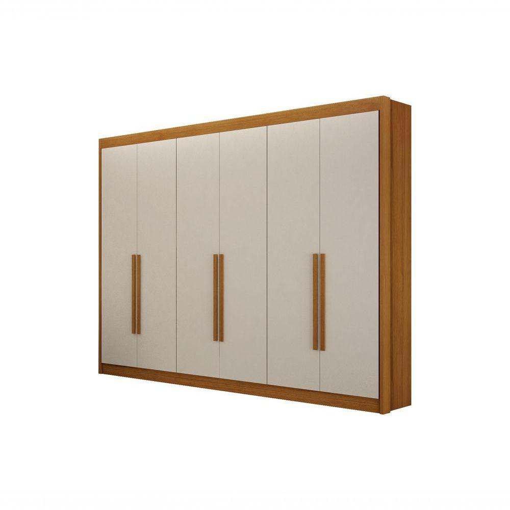 Guarda Roupa Diamante Gold 6 Portas 6 Gavetas S/epelho Leifer Cinamomo/off White - 1