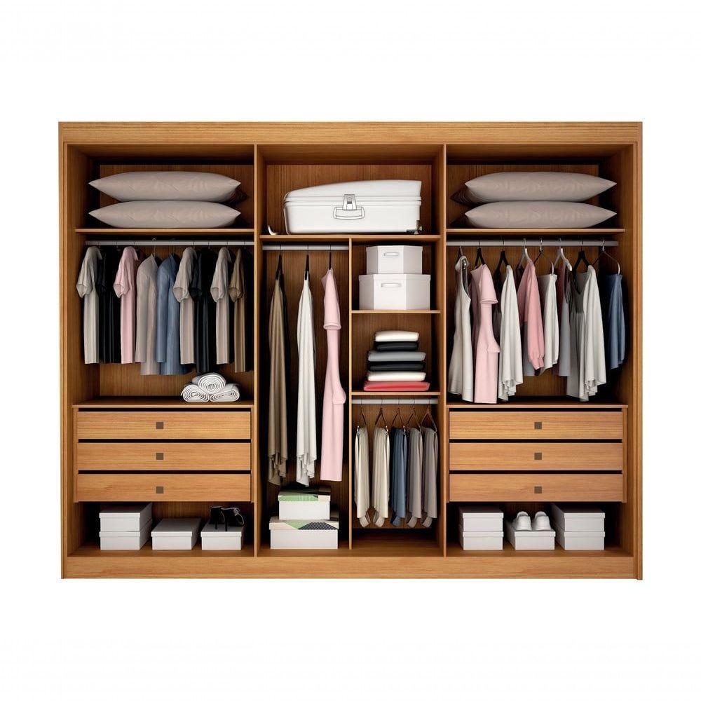 Guarda Roupa Diamante Gold 6 Portas 6 Gavetas S/epelho Leifer Cinamomo/off White - 4