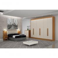 Guarda Roupa Diamante Gold 6 Portas 6 Gavetas S/epelho Leifer Cinamomo/off White - 2