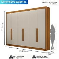 Guarda Roupa Diamante Gold 6 Portas 6 Gavetas S/epelho Leifer Cinamomo/off White - 3