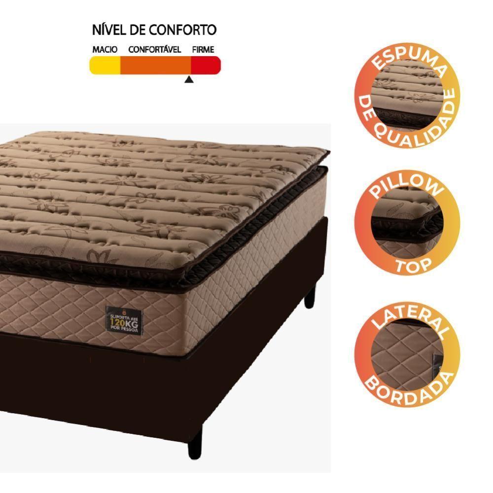 Cama Box Casal Colchão Espuma D33 Pillow Top Van Gogh 138X188X67Cm Marrom - 3