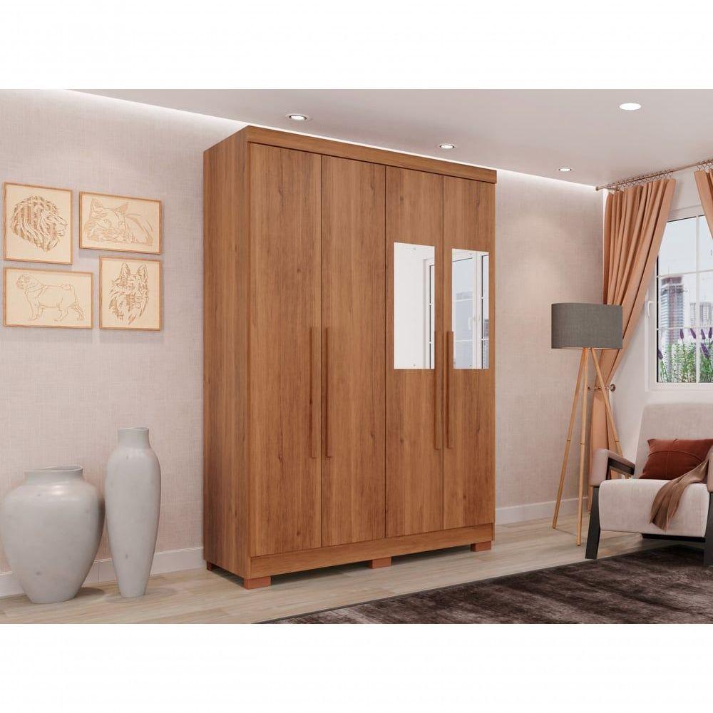 Guarda Roupa Solteiro 4 Portas Recife Com Espelho Salleto Cinamomo - 7