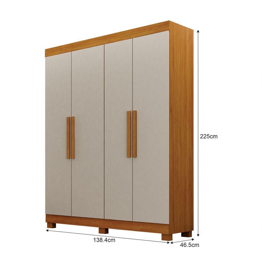 Guarda Roupa Solteiro 4 Portas 2 Gavetas Canadá S/ Espelho Com Pés - Leifer Cinamomo/off White - 2