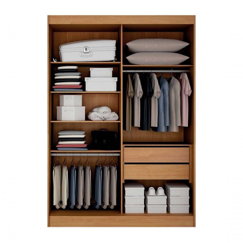 Guarda Roupa Solteiro 4 Portas 2 Gavetas Canadá S/ Espelho Com Pés - Leifer Cinamomo/off White - 3