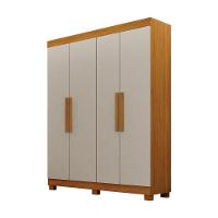 Guarda Roupa Solteiro 4 Portas 2 Gavetas Canadá S/ Espelho Com Pés - Leifer Cinamomo/off White - 1