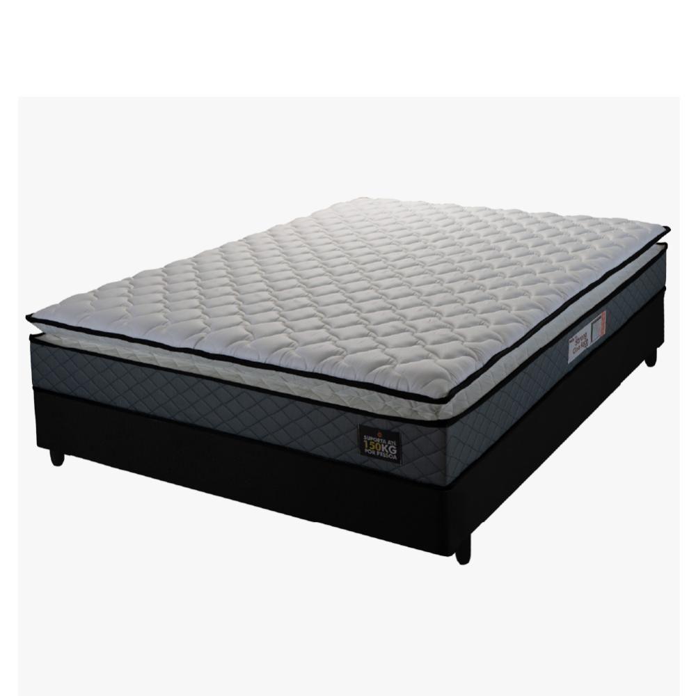Cama Box Casal Colchão Espuma D33 Pillow Top Millenium 138x188x57cm Cinza-Preto Hellen - 1