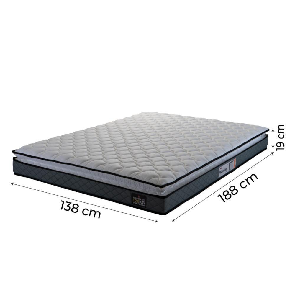 Cama Box Casal Colchão Espuma D33 Pillow Top Millenium 138x188x57cm Cinza-Preto Hellen - 4