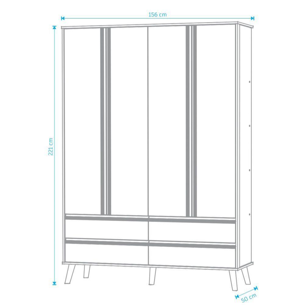Guarda Roupa Retro Théo 04 Portas Mdf Moveis Peroba Amendoa/off White - 3