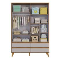 Guarda Roupa Retro Théo 04 Portas Mdf Moveis Peroba Amendoa/off White - 2