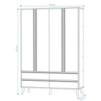 Guarda Roupa Retro Théo 04 Portas Mdf Moveis Peroba Amendoa/off White - 3