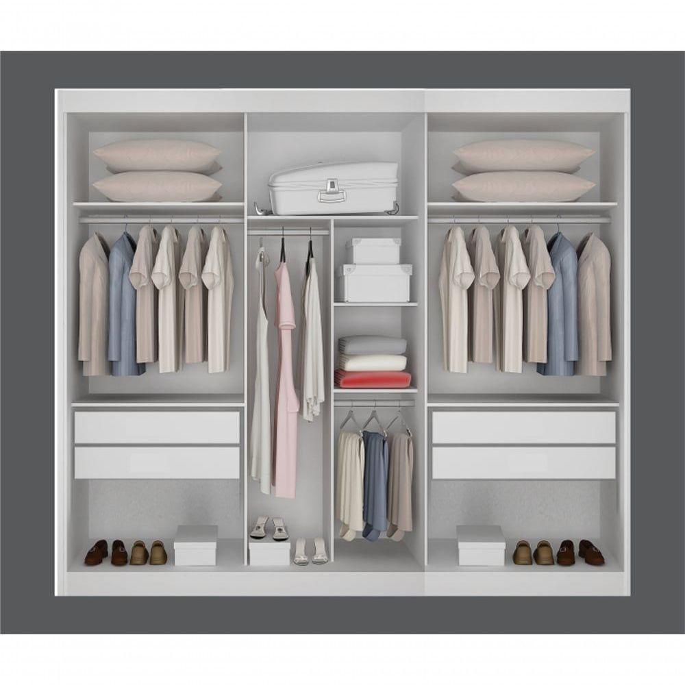 Guarda Roupa San Marino Premium 3 Portas 4 Gavetas C/espelho Leifer Branco - 3