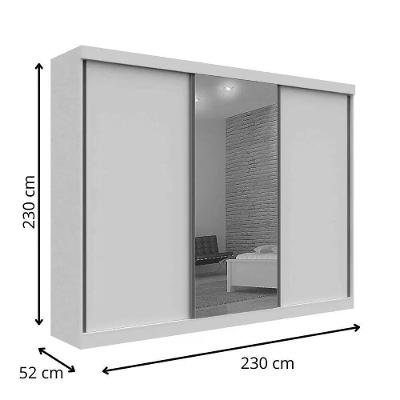 Guarda Roupa Casal San Marino Premium 3 Portas de Correr 4 Gavetas Branco Leifer