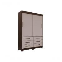 Guarda Roupa New Star 2 Portas 6 Gavetas Sem Espelho Salleto Savana/off White - 1