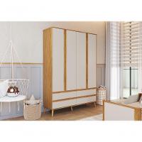 Guarda Roupa Retro Théo 04 Portas Mdf Moveis Peroba Amendoa/off White - 4