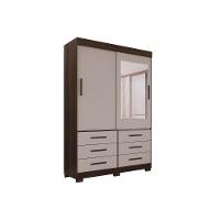 Guarda Roupa New Star 2 Portas 6 Gavetas Com Espelho Salleto Savana/off White - 1