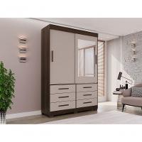 Guarda Roupa New Star 2 Portas 6 Gavetas Com Espelho Salleto Savana/off White - 9