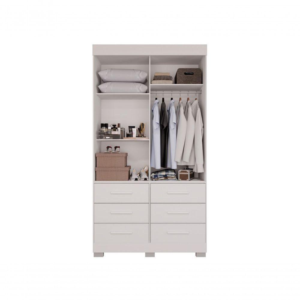 Guarda Roupa New Star 2 Portas 6 Gavetas Sem Espelho Salleto Branco - 2