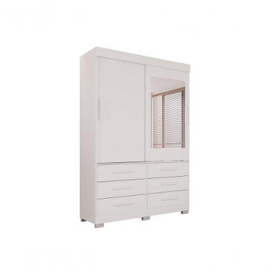Guarda Roupa Casal New Star 2 Portas 6 Gavetas Branco MDP com Espelho Sallêto Móveis