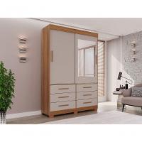 Guarda Roupa New Star 2 Portas 6 Gavetas Com Espelho Salleto Cinamomo/off White - 9