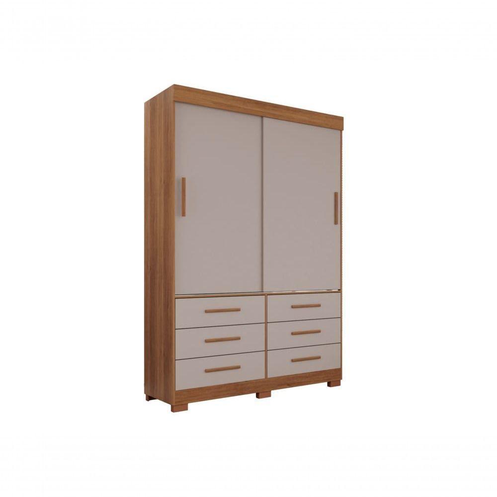 Guarda Roupa New Star 2 Portas 6 Gavetas Sem Espelho Salleto Cinamomo/off White - 2