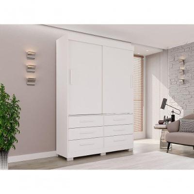 Guarda Roupa Casal New Star 2 Portas 6 Gavetas Branco MDP Salleto Móveis