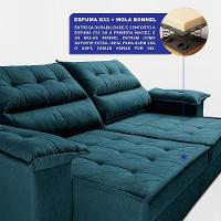 Sofá Retrátil E Reclinável 2,40m Com Molas E Espuma D33 Thunder. Velusoft Cama Inbox Petróleo