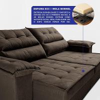 Sofá Retrátil E Reclinável 2,10m Com Molas E Espuma D33 Thunder. Velusoft Cama Inbox Café