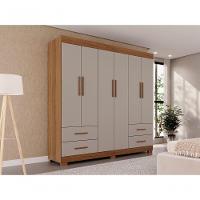 Guarda Roupas Casal Texas 6 Portas 4 Gavetas Sem Espelho Salleto Cinamomo/off White - 7