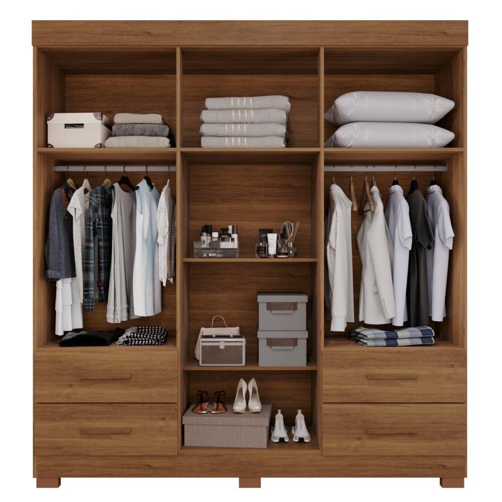 Guarda Roupas Casal Texas 6 Portas 4 Gavetas Sem Espelho Salleto Cinamomo - 5