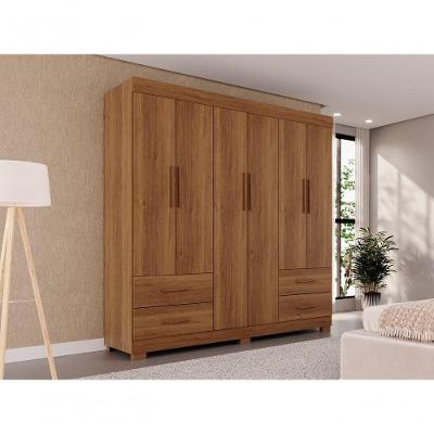 Guarda Roupa Casal Texas 6 Portas 4 Gavetas Cinamomo MDP Salleto Móveis