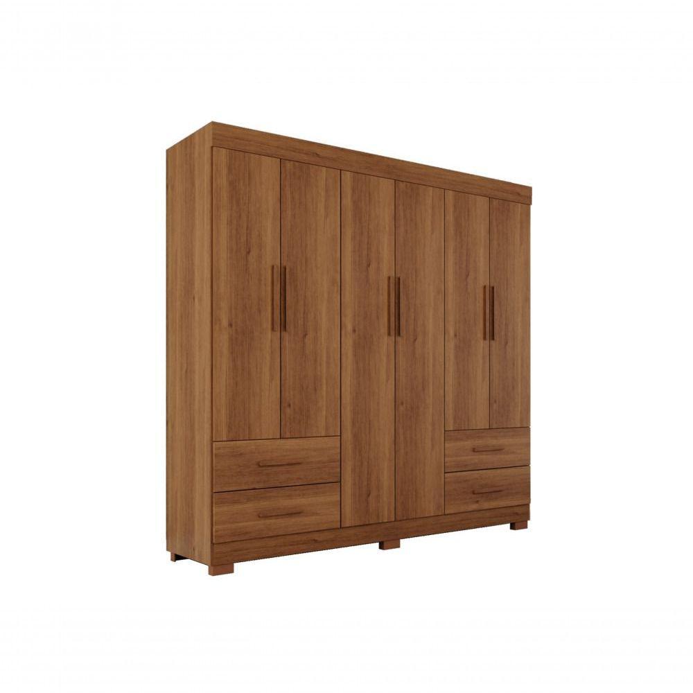 Guarda Roupas Casal Texas 6 Portas 4 Gavetas Sem Espelho Salleto Cinamomo - 1