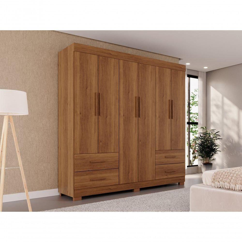 Guarda Roupas Casal Texas 6 Portas 4 Gavetas Sem Espelho Salleto Cinamomo - 7
