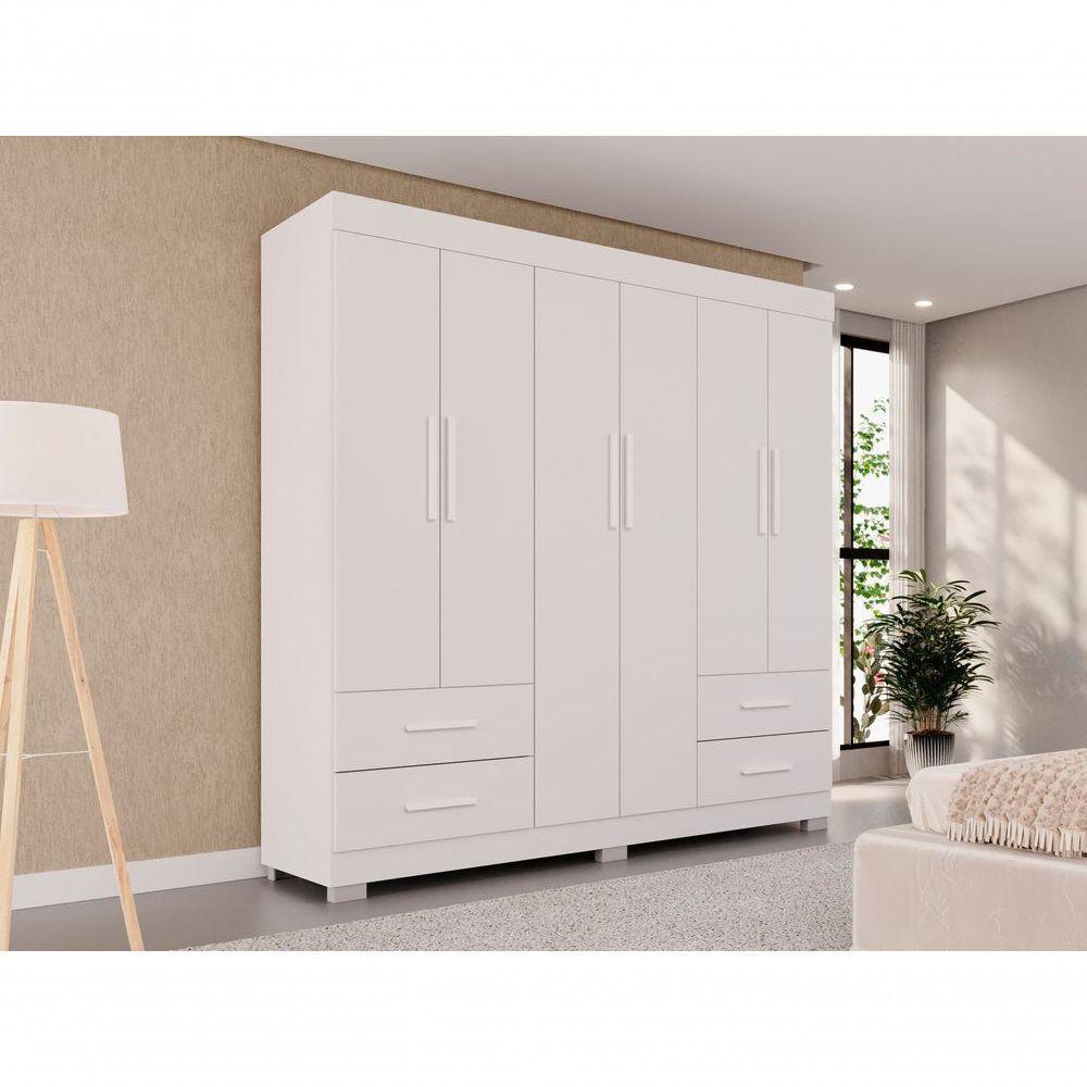Guarda Roupas Casal Texas 6 Portas 4 Gavetas Sem Espelho Salleto Branco - 7