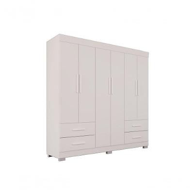 Guarda Roupas Casal Texas 6 Portas 4 Gavetas Sem Espelho Salleto Branco