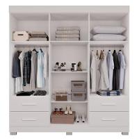 Guarda Roupas Casal Texas 6 Portas 4 Gavetas Sem Espelho Salleto Branco - 2