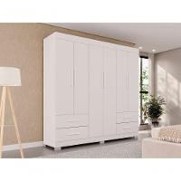 Guarda Roupas Casal Texas 6 Portas 4 Gavetas Sem Espelho Salleto Branco - 7