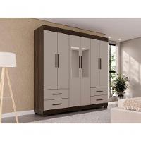 Guarda Roupas Casal Texas 6 Portas 4 Gavetas Com Espelho Salleto Savana/off White - 8